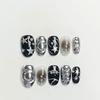 Handmade Cat Eye Short Square Oval Press On Nails With Bowknot Pearl Diamond Flower Star Decor Detachable Full Cover