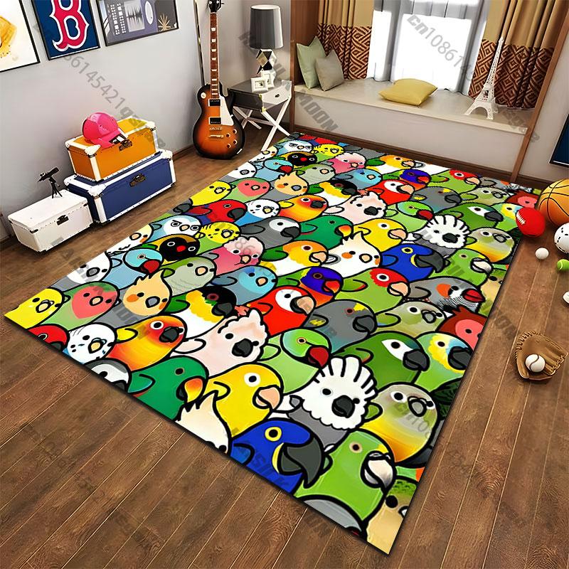 Colorful cartoon birdscarpet Yoga living room room decor children's crawling mat doormat area rug games floor mat