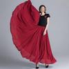 720° Chiffon Swing Skirt: High Waist, Ethnic Dance Red, Slimming Design