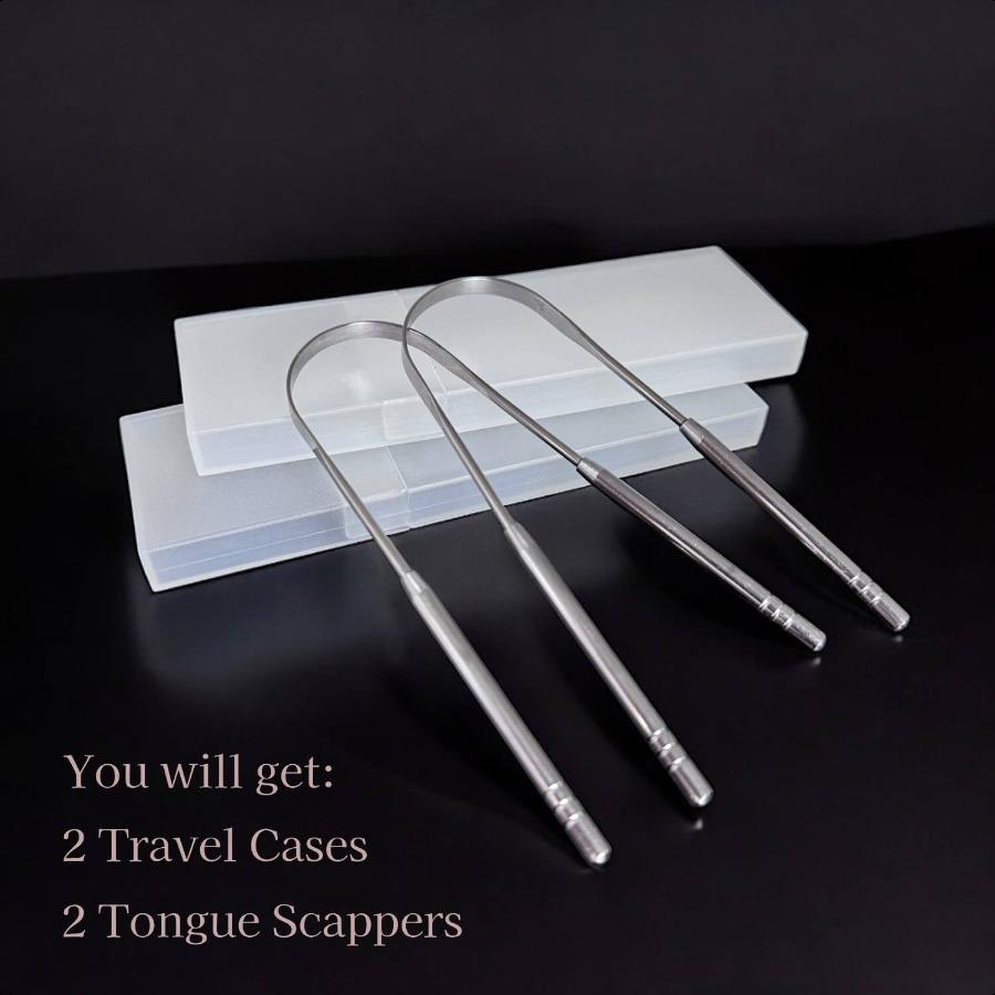 

Tongue Scraper for Adults with Cases 2Pack Stainless Steel Reduce Bad Breath Tongue Scrubber Easy to Use Tongue Cleaner for Ora United States