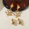 Colorful Christmas Tree Stud and Star Dangle Earrings, 925 Silver, with Micro-Paved Zircon for Autumn/Winter Fashion