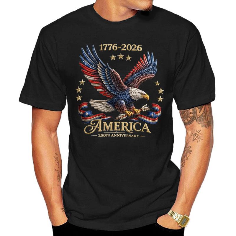 Usa 250th Anniversary Eagle Flag Print Trendy Tshirt Casual Loose Short Sleeve Top Modal Material Comfortable Unisexs Tee