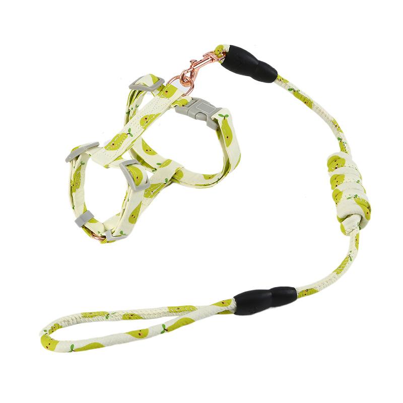 

Классический регулируемый комплект поводков для кошек, устойчивая к побегу шлейка для кошек в форме буквы H с рисунком фруктов для прогулок с кошкой, котенком, щенком S