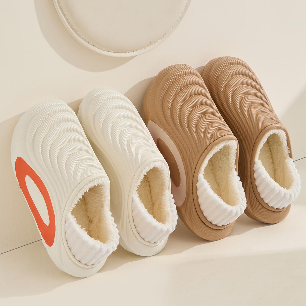 Platform Women Cotton Slippers Plush Warm Thick Bottom Slides Breathable Soft Non-slip Slippers Indoor Outdoor Men Cotton Slippers