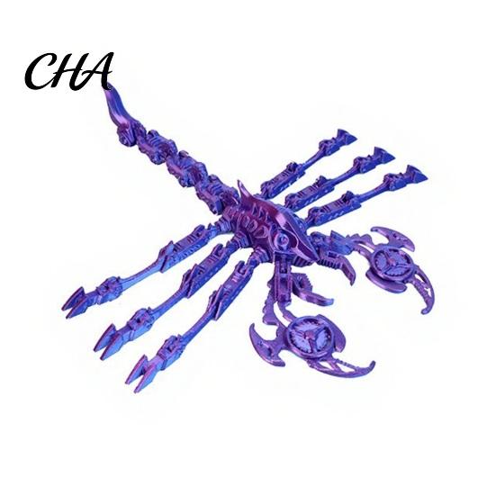 Stress Relief Sensory Toy Articulated Mechanical Scorpion Figurine, 3D Printed Flexible Joints Interactive Mecha Model, Gradient Color Movable Fidget