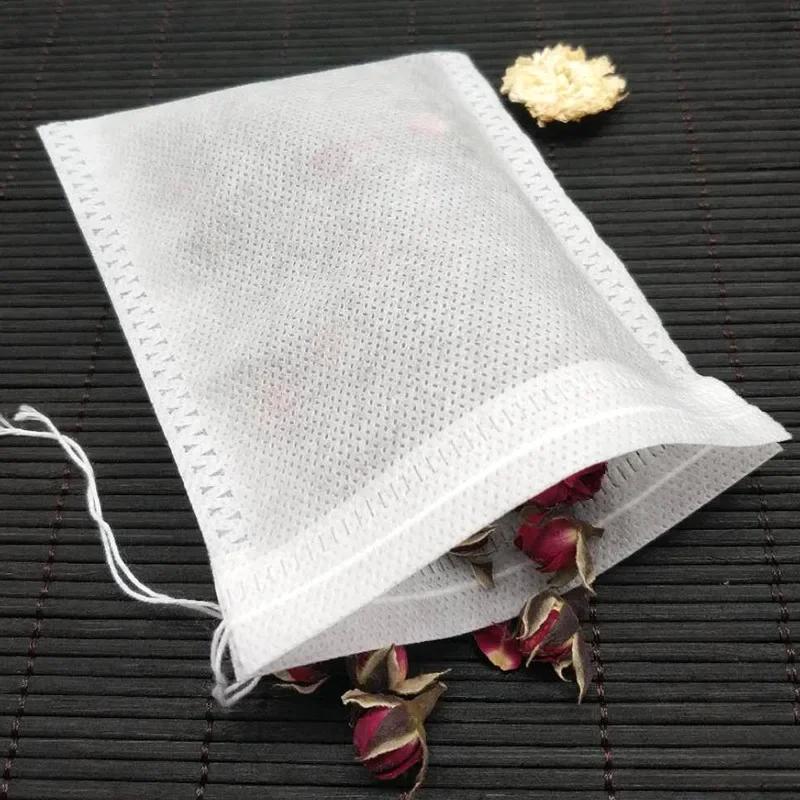 100Pcs/Lot Empty Scented Tea Bags Drawstring Pouch Bag 5.5 X 7CM Seal Filter Medcine Cook Herb Spice Loose Disposable Tea Bag