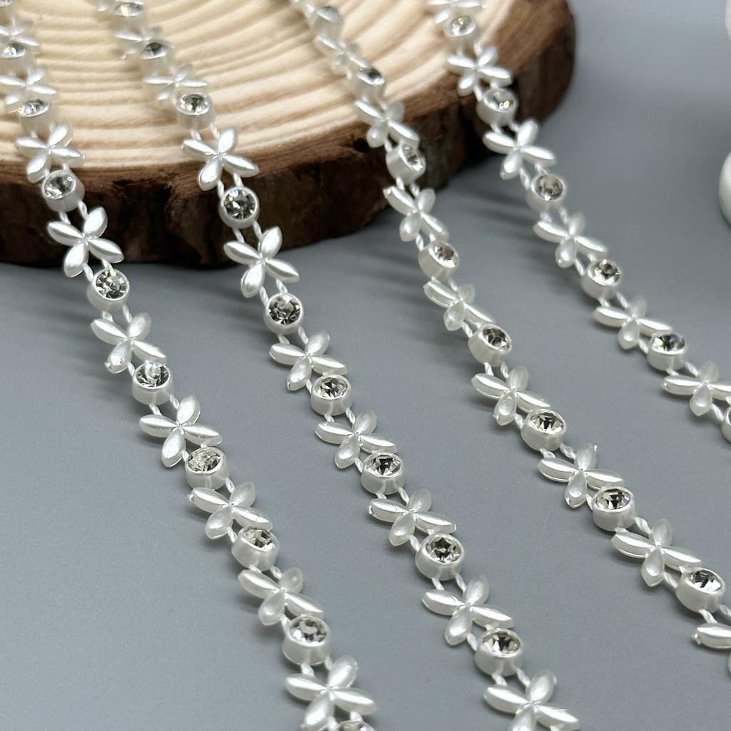 Sewing Lace Trim Rhinestone Plastic Cup Chain Pearl Banding DIY Bracelet Wedding Accessories