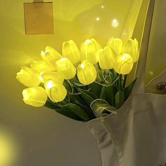 Yousheng Tulip Night Light Bouquet, Glowing Artificial Flowers with Petals, Handheld LED Lamp for Home Bedroom Decor, Valentine's Day Gift for Women