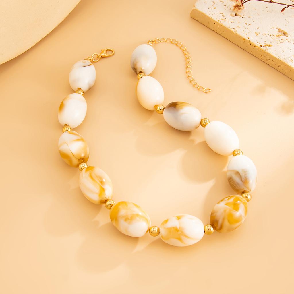 Vintage Resin Beads Choker Necklace for Women Jewelry Party Gift