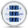 AD 52mm 3 in 1 Auto Gauge Water Temperature Oil Pressure Voltage With Alarm 1/8NPT Oil Press Water Temp Sensor For Car 12V 24V