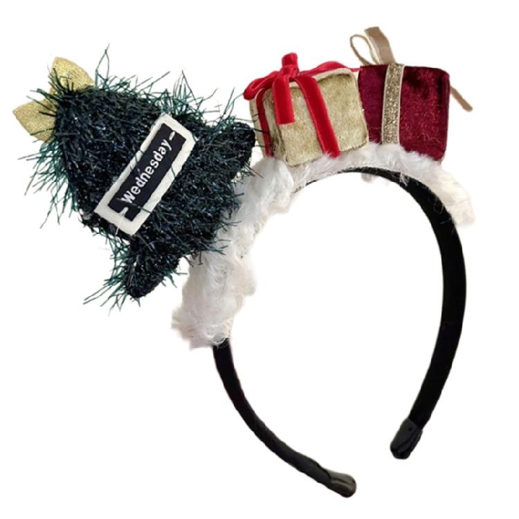 Plush Christmas Themed Headband Festival Props Hairhoop Family Gathering Headwear Holiday Celebration Party Headpiece