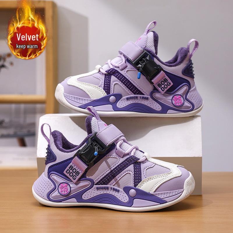 Pantofi sport impermeabili din piele pentru fete Bobodou, căptușiți cu pluș pentru căldură - Adidași casual toamnă/iarnă