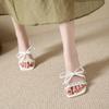French Stunning Bow Temperament Rhinestone Sandals Fairy Style with Skirt Sandals Female Summer New
