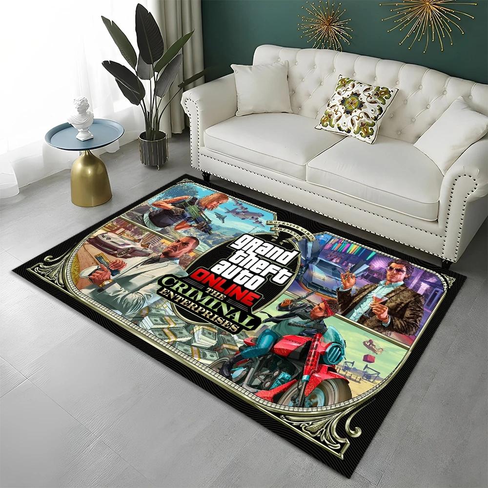 GTA Grand Theft Auto Spiele Gamer Teppich Teppich für Zuhause Wohnzimmer Schlafzimmer Sofa Fußmatte Dekor Kinderbereich Teppich Rutschfeste Bodenmatte