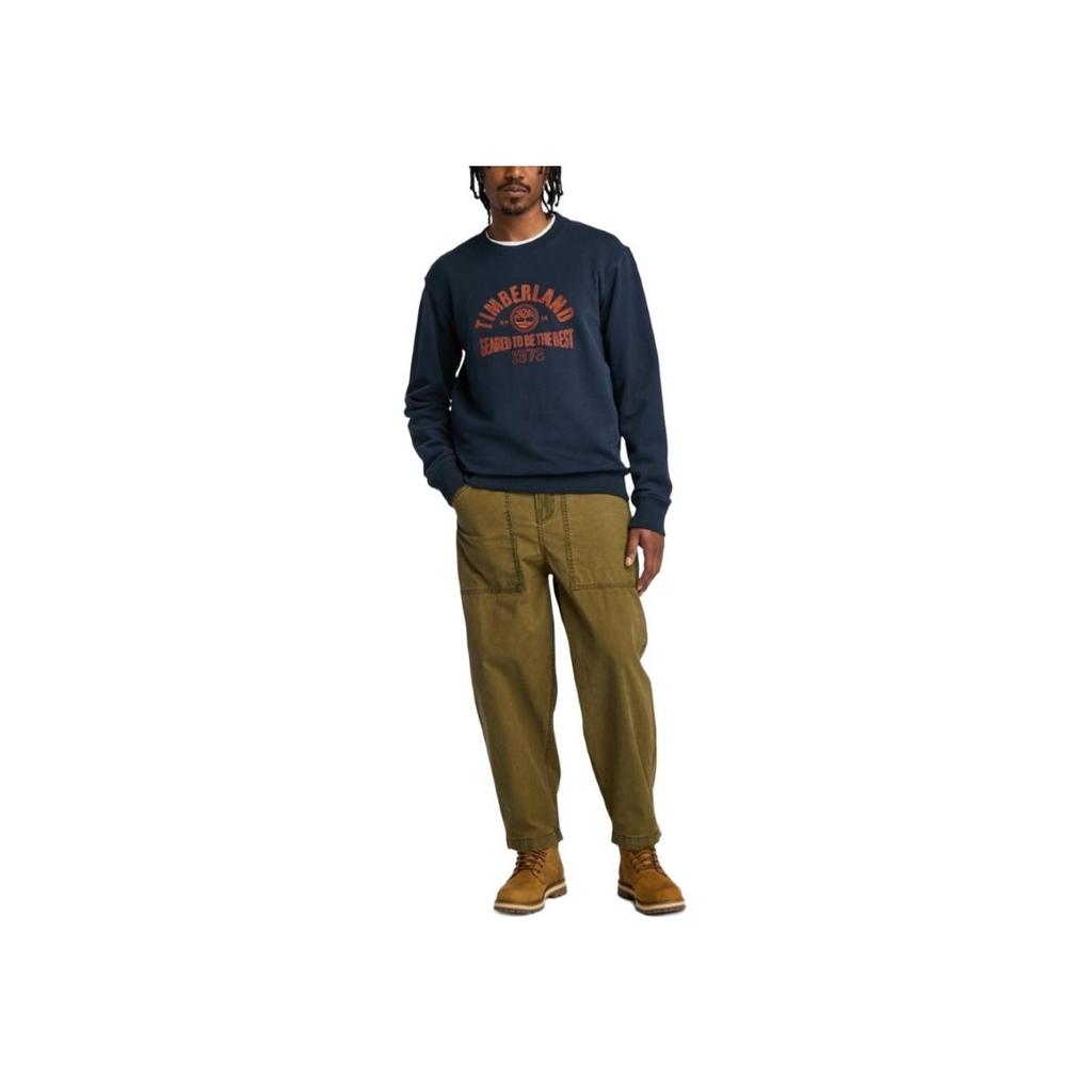Timberland Letter Drop Shoulder Round Neck Long Sleeve Sweatshirt Men Sweatshirt Navy-Blue A6977-433