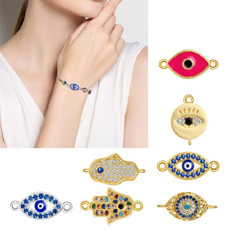 Elegant Copper Necklace and Bracelet Pendant Evil Eyes Charm with Sparkling Zirconia Handmade Jewelry Accessories