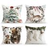 Watercolor Christmas Decor Pillowcase Printed Polyester 45x45cm Throw Pillowcover Decorative Sofa Cushion Pillowslip Home Decor