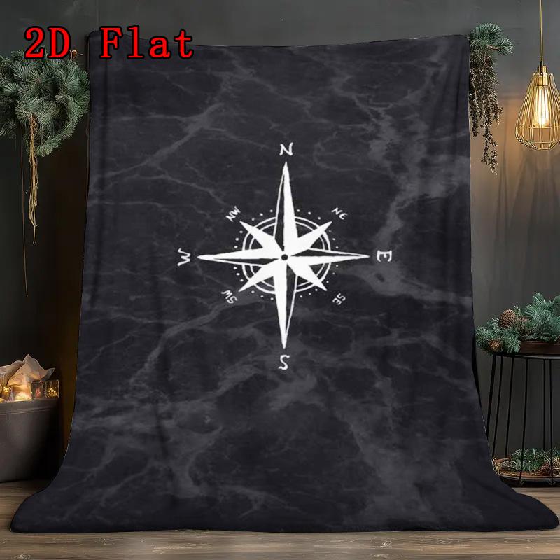 Compass 2D Flat Pattern Flannel Blanket High quality All Seasons Warmth and Comfort Perfect for Christmas Gifts.MMT0918625