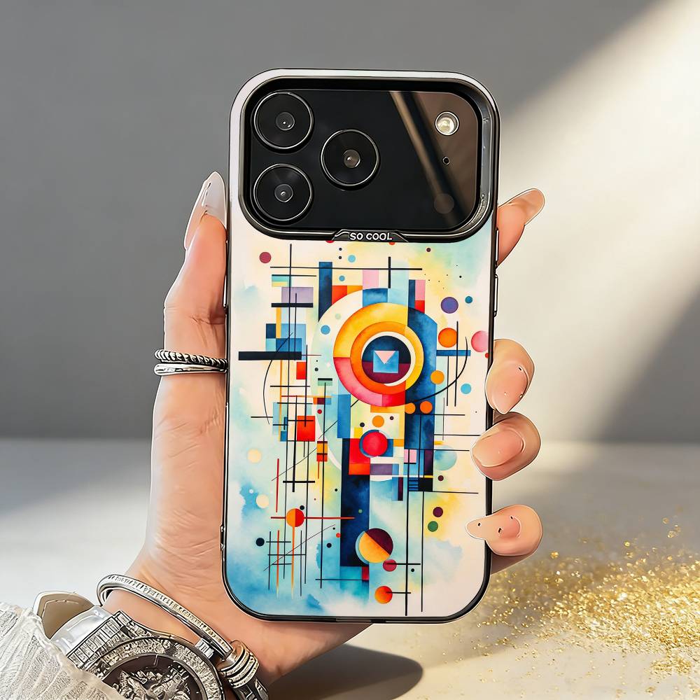 W-Wassily K-Kandinsky Art Phone Case For iPhone17,16,15,14,13,12,11,Pro,MAX Gray Matte Silicone Black Cover