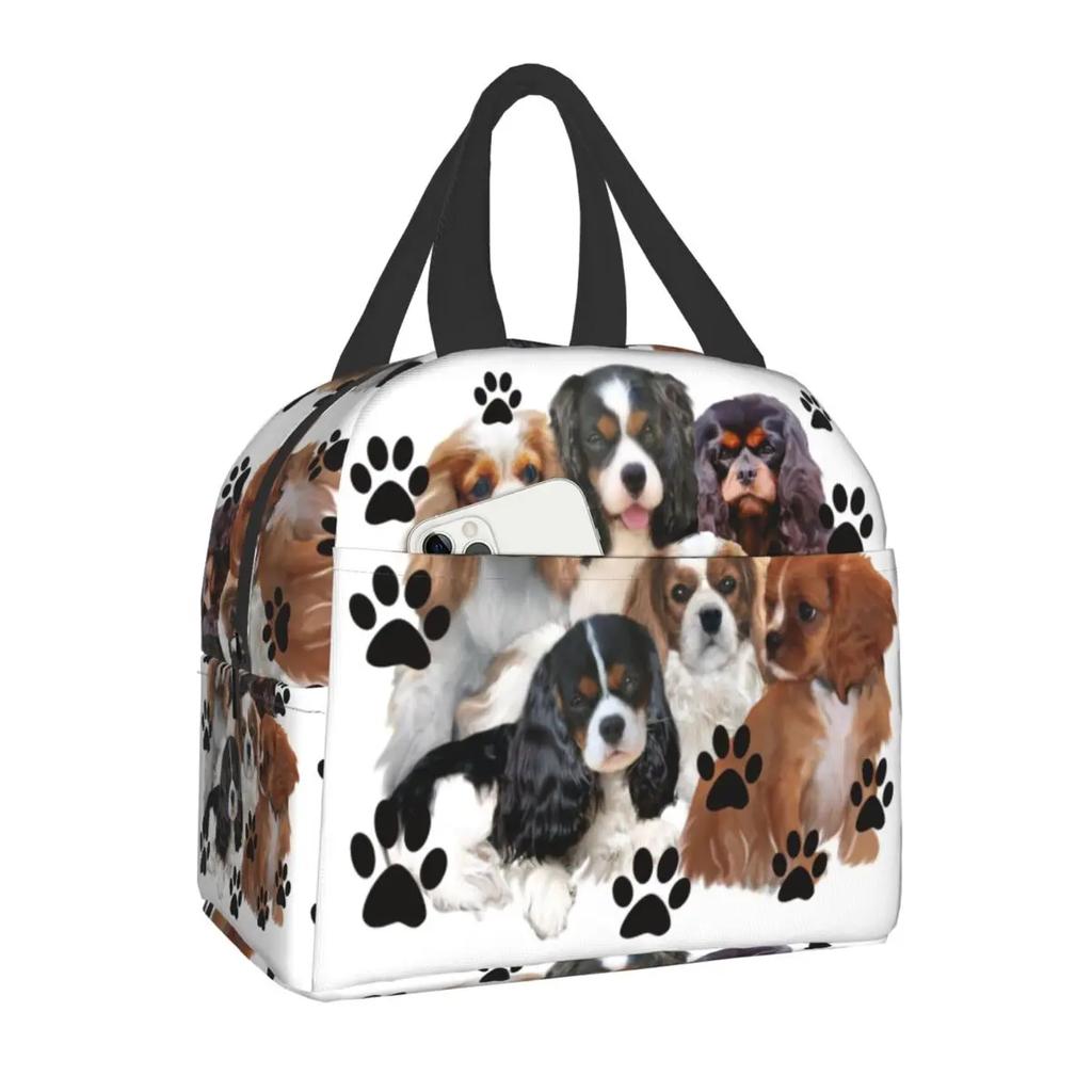 Dog Cavalier King Charles Spaniel Insulated Lunch Bag Resuable Cooler Thermal Lunch Box for Women Kid Picnic Travel