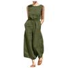 Women's Summer Fashion Button  Wide Leg Jumpsuit With Pockets Solid Color Short Sleeve Jumpsuit
