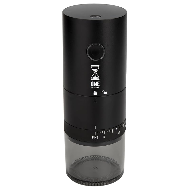 

[Easy roughness adjustment] one second electric coffee mill 39 stages mortar type automatic stop cordless Washable ONE SECOND