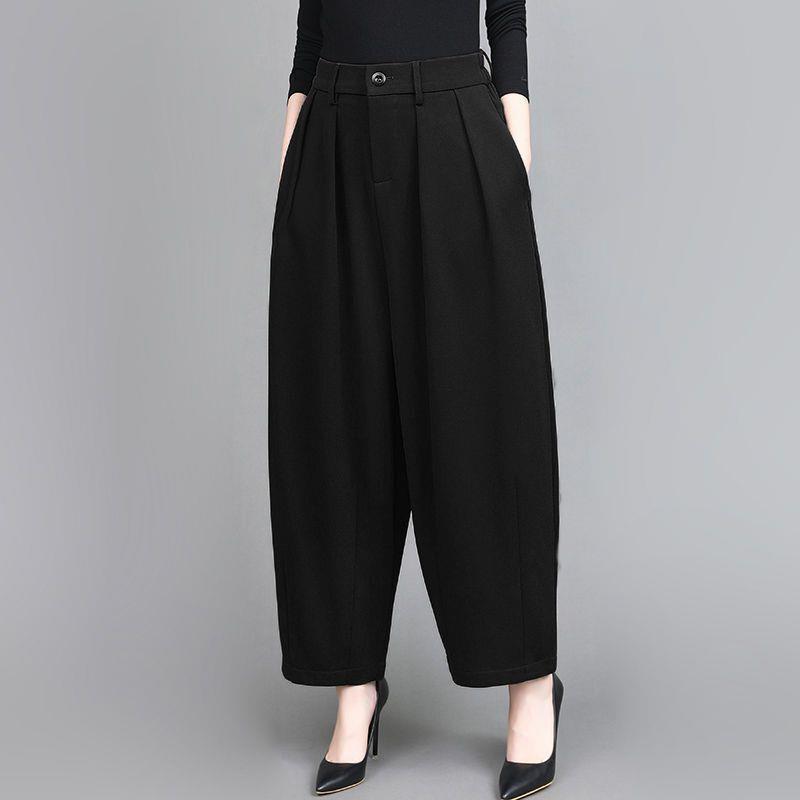 Women s Retro High Waist Elastic Lantern Pants - Temperament Slimming Casual Dad Trousers Medium