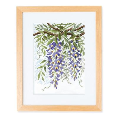 Kit de bordado ponto cruz Olympus yarn Flores dançando ao vento Tufos e trepadeiras de glicínias Branco 7180