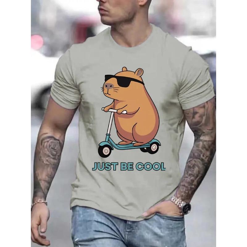 Zomer Rond Hals 3D Capybara Grafische Print Top Modieuze Casual Korte Mouw Heren T-shirts