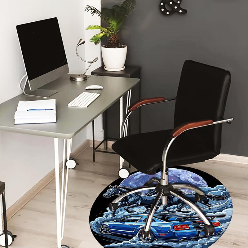 

1PC Horse Car Non-Slip Floor Round carpet, Office, family, bedroom, Large Area Rug Indoor Rugs, Durable PolyesterH0340 80cm by 80cm