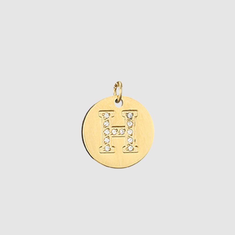 CARLIDANA Classique Minimaliste Alphabet 26 Breloques Lettres en Cristal Collier Pendentif Rond Lettre Acier Inoxydable Collier DIY
