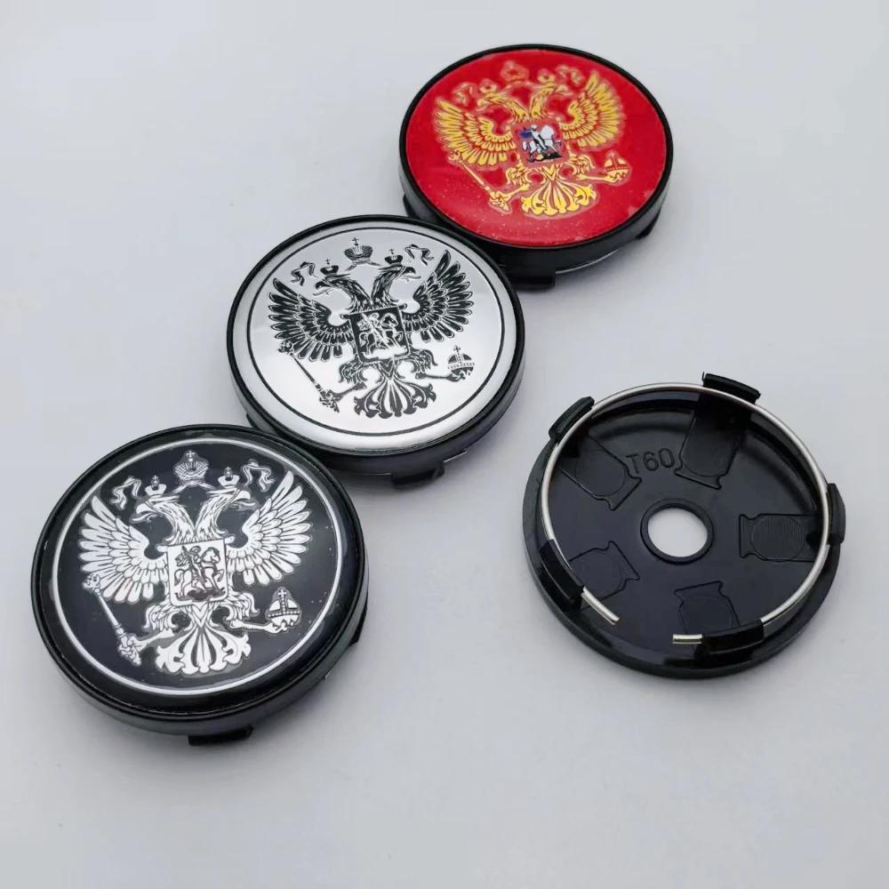4pcs Russian Coat of Arms Logo Emblem Car Wheel Center Caps O.D 60MM 56MM Wheels Hub Cap Rim Hubcaps Dust Cover Car Accessories