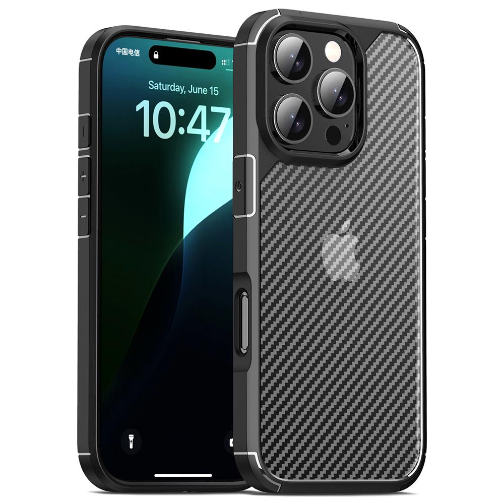 

Чехол для iPhone 16 Pro Текстура углеродного волокна Защита от царапин Задняя крышка из ТПУ+ПК A