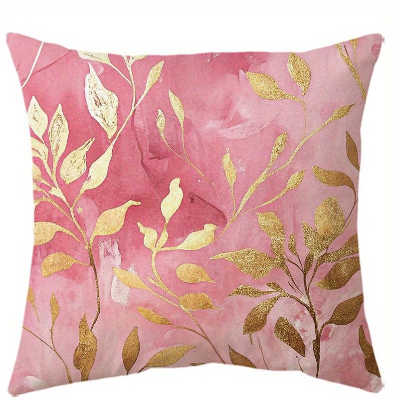

1/4pcs 1 Pink Gold Floral Geometric Decorative Throw Pillow Covers for Home Sofa Bedroom Cushion cover 45x45cm-1pcs
