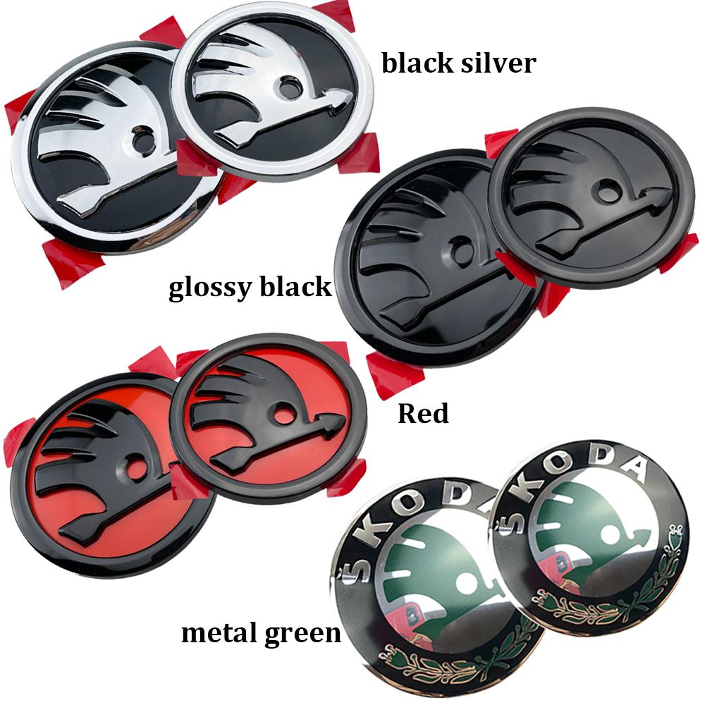 2025 Hot 80/90mm 3D ABS Car Front Grille Trunk Logo Sticker For Skoda Octavia 2 3 A5 A7 Kodiaq Fabia Rapid 3 Karoq Superb VRS Ac