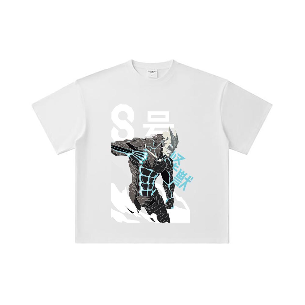 260 GSM Double Yarn 32 Count 100% Cotton Kaiju No 8 V6 Kafka Print Unisex Heavy Cotton T Shirt