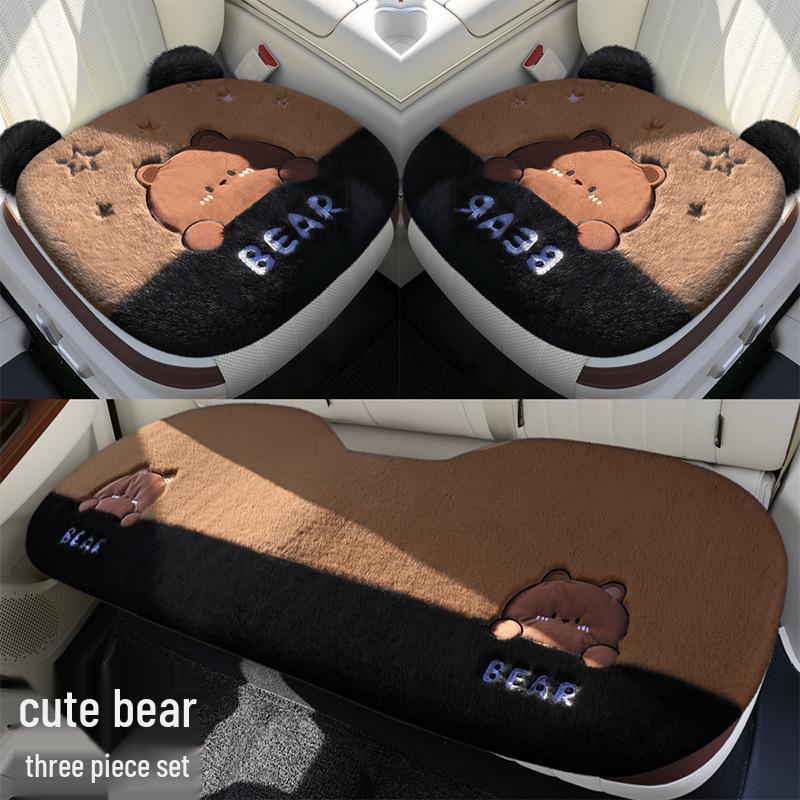 Winter Plush Cute Cartoon Car Seat Cushion - High-End Interior Accessory