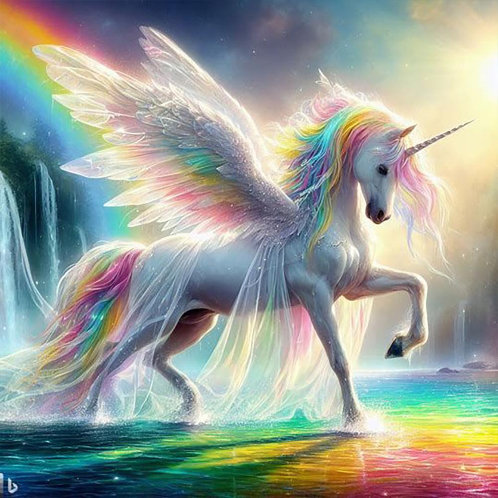 

5D DIY Полная круглая дрель Алмазная картина Сад Единорог Домашнее украшение Искусство чёрный