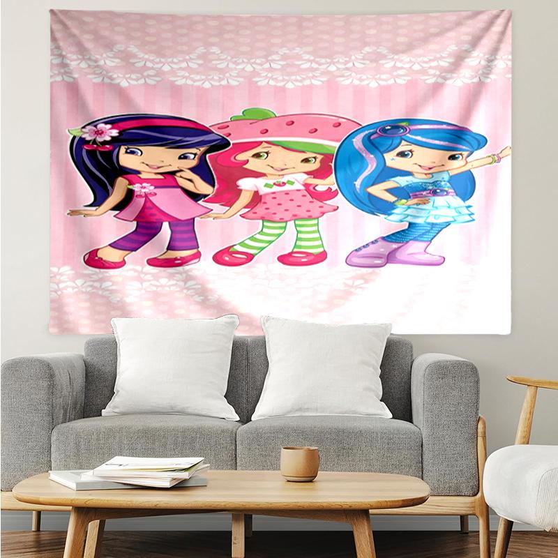 Straw-berry Sweet Moment Quick-Dry Tapestry Hanging for Bedroom,Livingroom, Playroom,Decor Art Room Wall Tapestry Holiday and Birthday Gifts