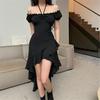 Women Fashion Sexy Solid Color Sleeveless Casual Temperament Low Neck Dress