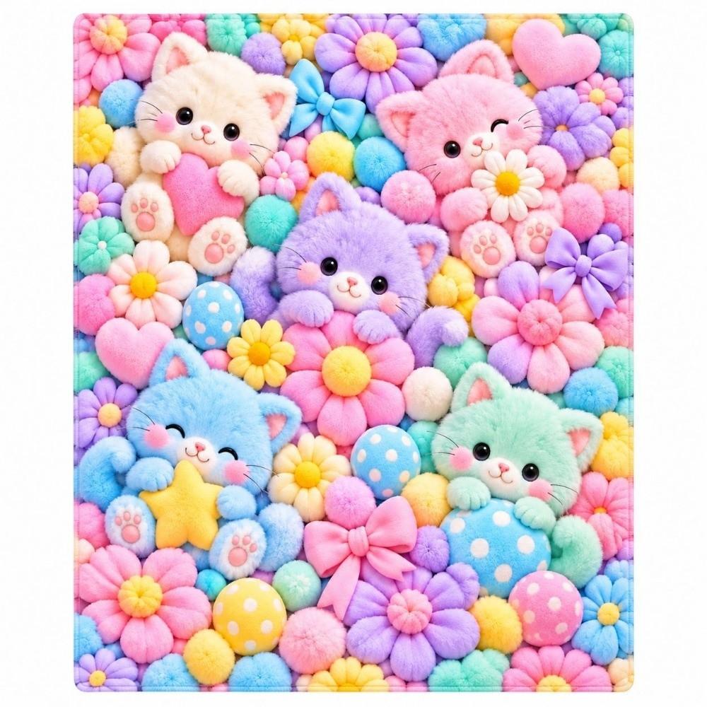 Flannel Throw Blanket Cartoon Nap Blanket Comfortable Plush Blanket  All-Season