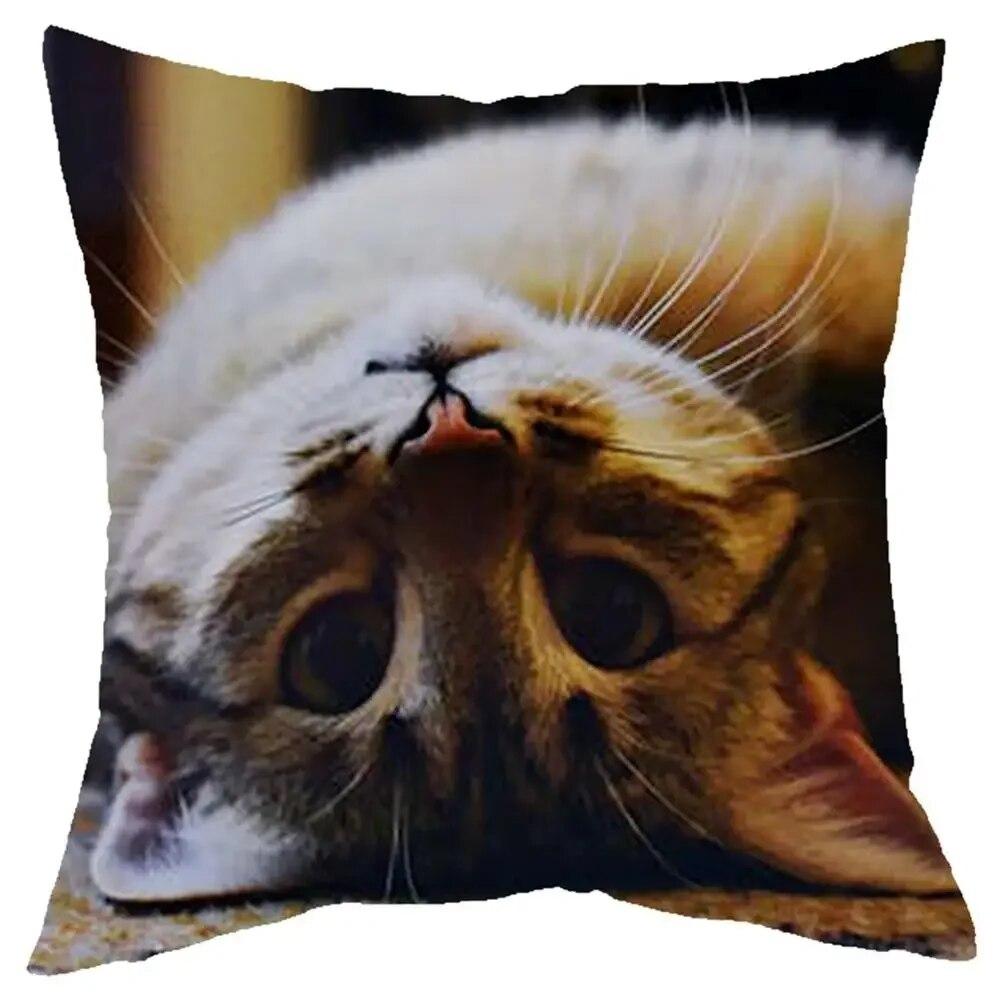 Cute Little Lazy Cat Living Room Sofa Decorative Cushion Cover Square Pillowcase Elegant and Fashionable Home Design 45x45cm