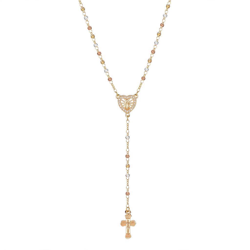 Jungfrau Maria/Hl. Benedikt Rosenkranz Halskette für Frauen, Unsere Liebe Frau von Guadalupe Jesus Kreuz Y Halskette Christlicher Schmuck