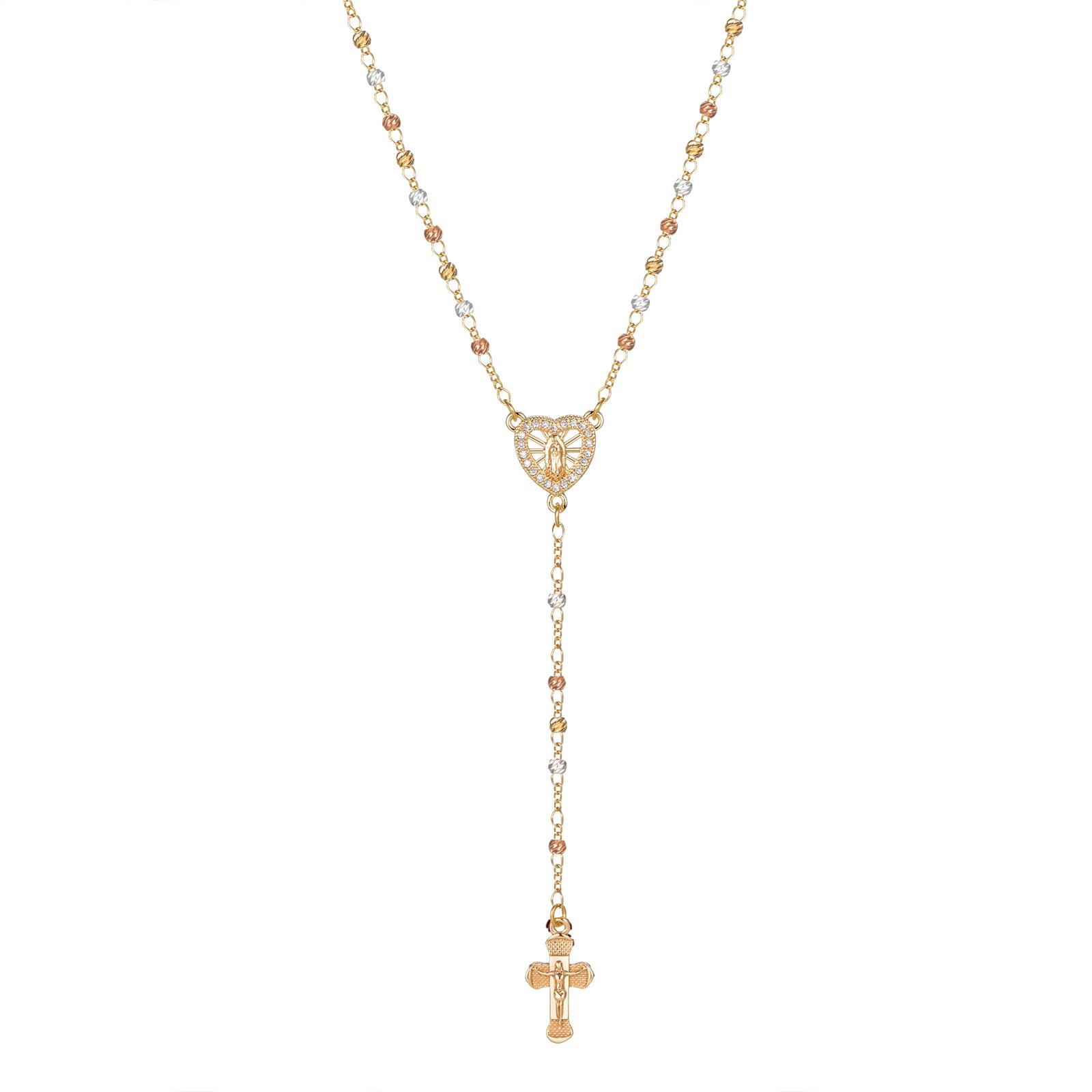 Virgin Mary/st Benedict Rosary Beads Necklace for Women, Our Lady Of Guadalupe Jesus Cross Y Necklace Christian Jewelry