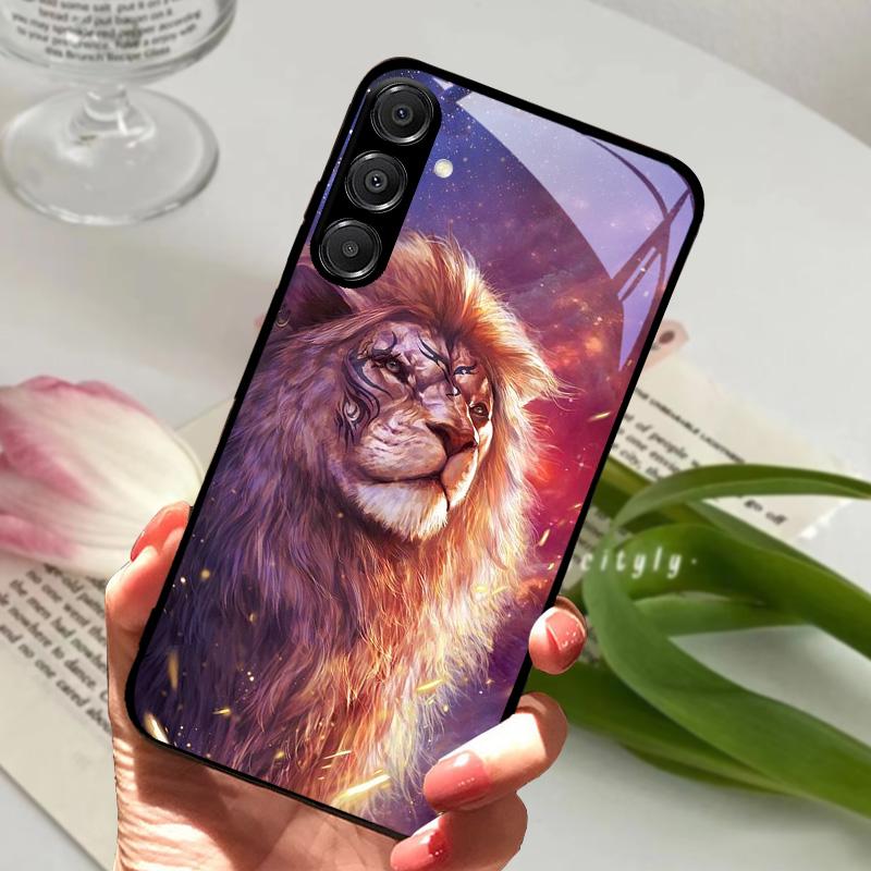 For Samsung A26 5G Case Hard PC Tempered Glass Phone Cover For Samsung Galaxy A36 A56 5G Fashion Animal Glass Protector Cases