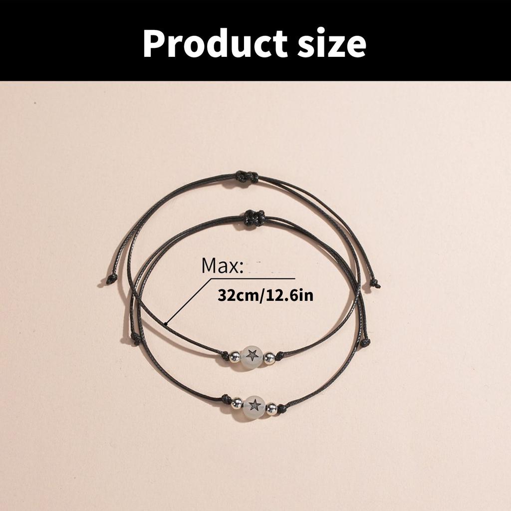 Glowing Bead Bracelet Set Waterproof Rope Bracelet Braided Bracelets Acrylic Texture Perfect for Women and Couples