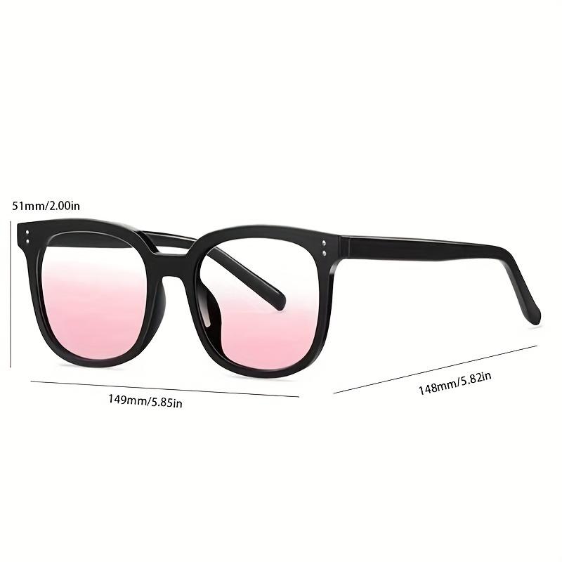 1Pair Stylish Black Frame Glasses with Pink toGradient Lenses Perfect for Natural Nude Makeup Looks Decorative Eyewear for Women