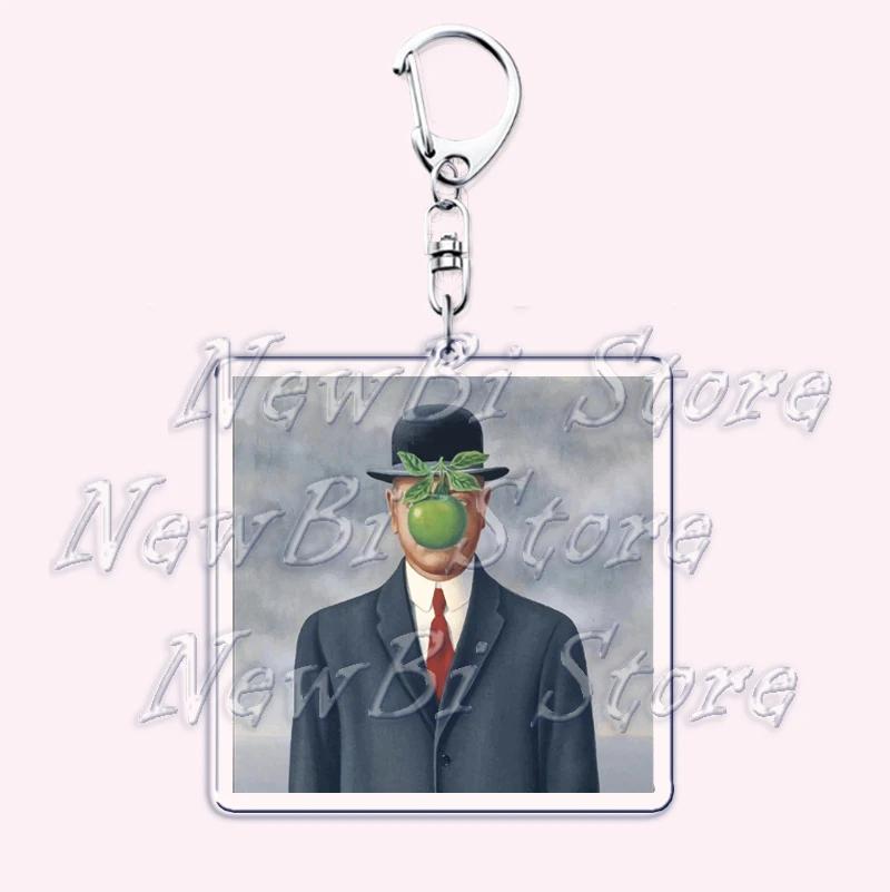 Hot Impressionism Art Keychain for Accessories Bag Van Gogh Monet Mona Lis Oil Painting Pendant Chain Ring Keyring Jewelry Gifts
