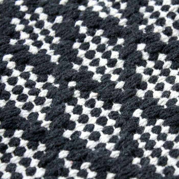Living Room Rug In White/ecru-black Cotton 190x290