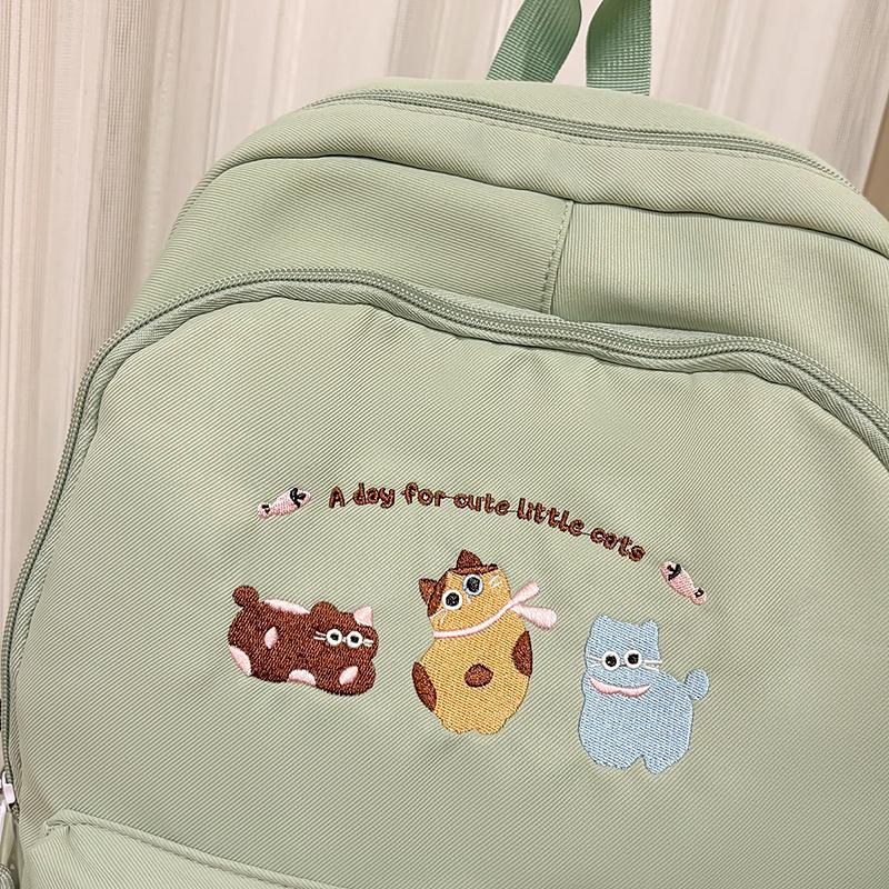 Animal Embroidery Campus Student Schoolbag Women's Lightweight Large Capacity Backpack